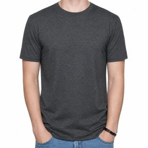 Mens COTTON STRETCH T-SHIRT Tee Top Plain Blank Adults Slim Skinny Fitted - Grey - XXL