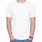 Mens Cotton Stretch T-Shirt - White (Plain Slim/Skinny Fitted Top)