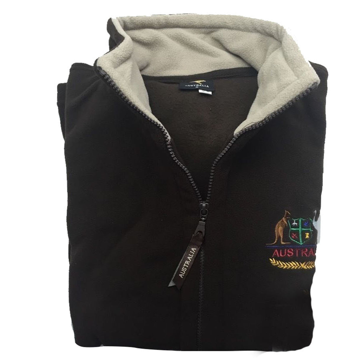 AUSTRALIA Full Zip Fleecy Jumper Jacket Australian Day Aussie Souvenir Fleece - Green/Gold