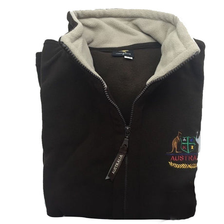 AUSTRALIA Full Zip Fleecy Jumper Jacket Australian Day Aussie Souvenir Fleece - Green/Gold