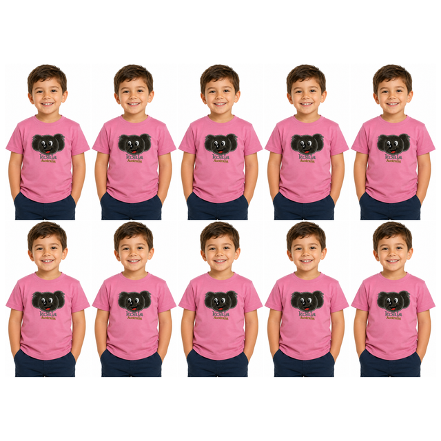10x Kids Koala Australia T-Shirt Bulk Pack - Light Pink (100% Cotton Childrens Souvenir Gift Top)