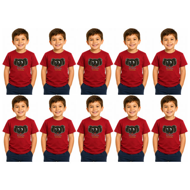10x Kids Koala Australia T-Shirt Bulk Pack - Red (100% Cotton Childrens Souvenir Gift Top)