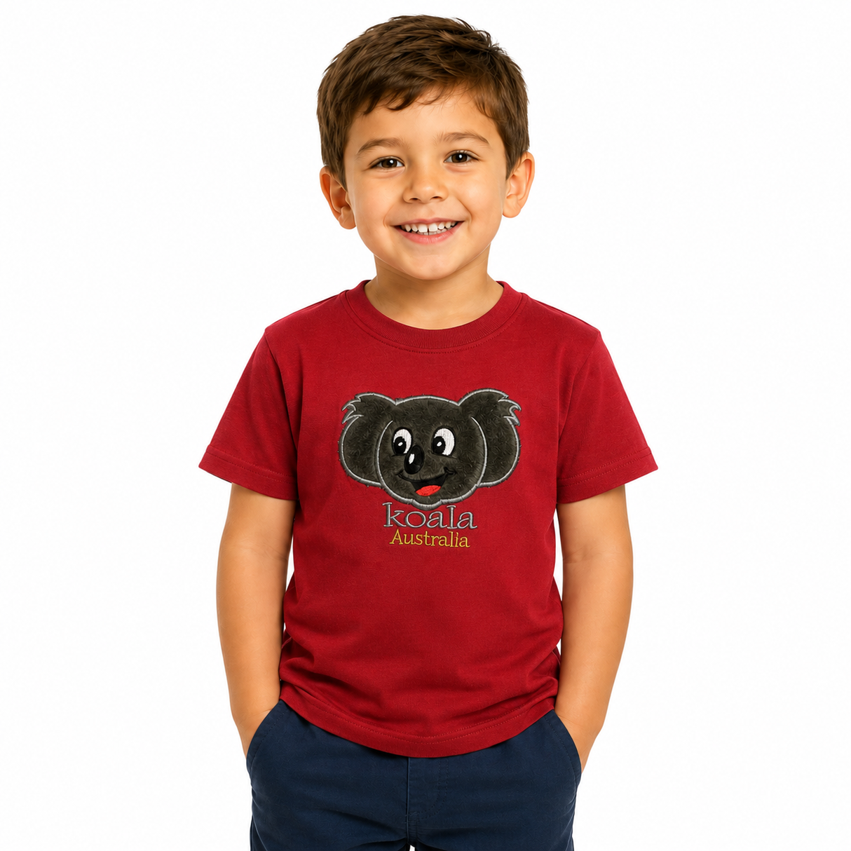 Kids Koala Australia T-Shirt - Red (100% Cotton Childrens Souvenir Gift Top)