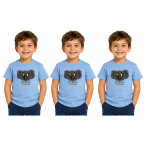 3x Kids Koala Australia T-Shirt Pack - Sky Blue (100% Cotton Childrens Souvenir Gift Top)