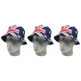3x Australia Flag Bucket Hat - Aussie Summer Cap for Tennis/Cricket (Bulk Pack)