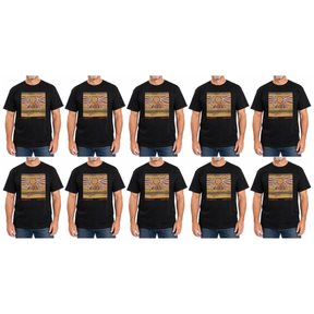 10x Adults Australian Aboriginal Art T-Shirt Bulk Pack - Black (100% Cotton Souvenir Gift)