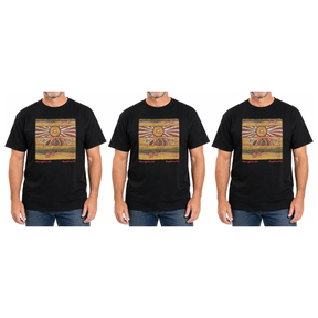 3x Adults Australian Aboriginal Art T-Shirt Pack - Black (100% Cotton Souvenir Gift)
