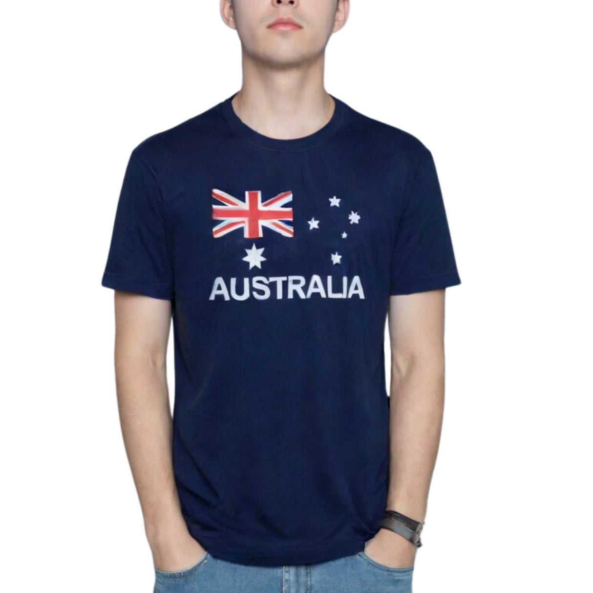 Adults Blue Australian Flag T-Shirt - 100% Cotton Souvenir Gift