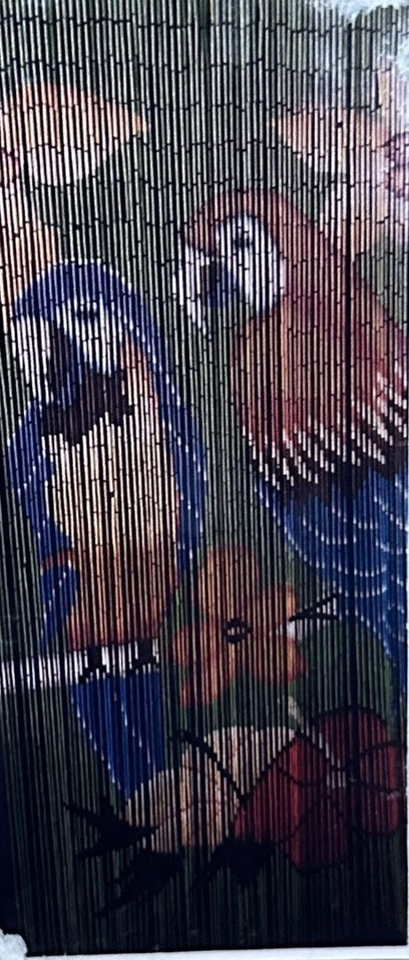 Deluxe Handmade Bamboo Door Curtain - Parrots (90x200cm Room Divider Strands/Wall Art)