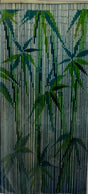 Deluxe Handmade Bamboo Door Curtain - Green Leaves (90x200cm Room Divider Strands/Wall Art)