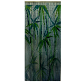 Deluxe Handmade Bamboo Door Curtain - Green Leaves (90x200cm Room Divider Strands/Wall Art)