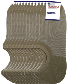 12x Pairs No Show Bamboo Socks Non-Slip Heel Grip Low Cut Invisible Footlet New - White