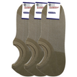 3x Pairs No Show Bamboo Socks Non-Slip Heel Grip Low Cut Invisible Footlet New - Beige - 11-14