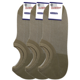3x Pairs No Show Bamboo Socks Non-Slip Heel Grip Low Cut Invisible Footlet New - Beige - 11-14