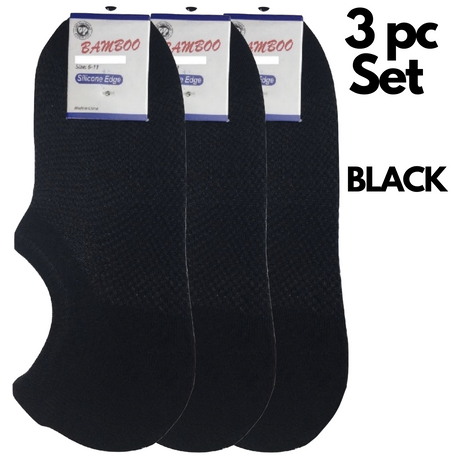 3x Pairs No Show Bamboo Socks Non-Slip Heel Grip Low Cut Invisible Footlet New - Beige