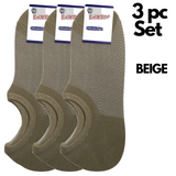 3x Pairs No Show Bamboo Socks Non-Slip Heel Grip Low Cut Invisible Footlet New - Black