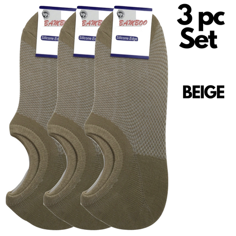 3x Pairs No Show Bamboo Socks Non-Slip Heel Grip Low Cut Invisible Footlet New - Black
