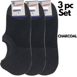 3x Pairs No Show Bamboo Socks Non-Slip Heel Grip Low Cut Invisible Footlet New - Black