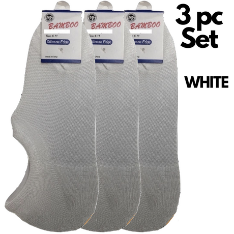3x Pairs No Show Bamboo Socks Non-Slip Heel Grip Low Cut Invisible Footlet New - Black
