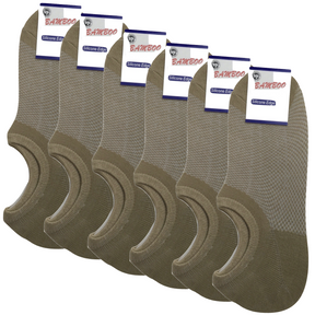 6x Pairs No Show Bamboo Socks Non-Slip Heel Grip Low Cut Invisible Footlet New - Beige - 11-14