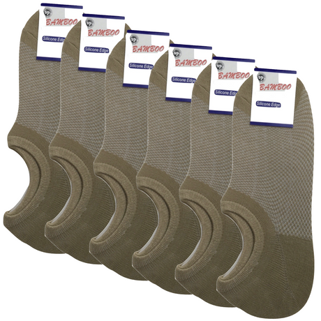6x Pairs No Show Bamboo Socks Non-Slip Heel Grip Low Cut Invisible Footlet New - Charcoal