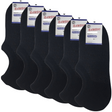 6x Pairs No Show Bamboo Socks Non-Slip Heel Grip Low Cut Invisible Footlet New - Black - 11-14