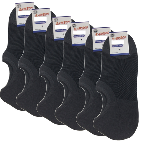 6x Pairs No Show Bamboo Socks Non-Slip Heel Grip Low Cut Invisible Footlet New