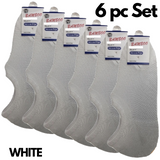 6 Pairs No Show Bamboo Socks Pack - White (Non-Slip Low Cut Invisible Footlet Socks)