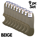 9 Pairs No Show Bamboo Socks Bulk Pack - Beige (Non-Slip Low Cut Invisible Footlet Socks)