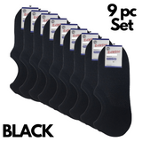 9 Pairs No Show Bamboo Socks Bulk Pack - Black (Non-Slip Low Cut Invisible Footlet Socks)