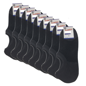 9x Pairs No Show Bamboo Socks Non-Slip Heel Grip Low Cut Invisible Footlet New - Charcoal - 11-14