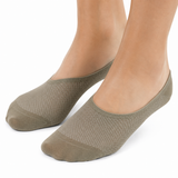 1 Pair NO SHOW BAMBOO SOCKS Non Slip Heel Grip Low Cut Invisible Footlet - Beige - 11-14