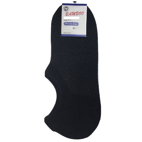 1 Pair No Show Bamboo Socks - Black (Non-Slip Low Cut Invisible Footlet Socks)
