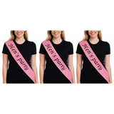 3x Bridesmaid "Hens Party" Hens Night Sash Pack - Pink (Satin Bridal Party Accessory)