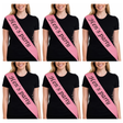6x Bridesmaid "Hens Party" Hens Night Sash Bulk Pack - Pink (Satin Bridal Party Accessory)