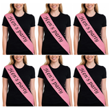 6x Bridesmaid "Hens Party" Hens Night Sash Bulk Pack - Pink (Satin Bridal Party Accessory)