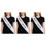 3x Bridesmaid "Hens Party" Hens Night Sash Pack - White (Satin Bridal Party Accessory)