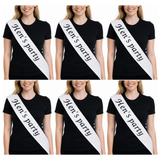 6x Bridesmaid "Hens Party" Hens Night Sash Bulk Pack - White (Satin Bridal Party Accessory)