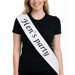 Bridesmaid "Hens Party" Hens Night Sash - White (Satin Bridal Party Accessory)