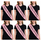 6x "Happy Birthday" Party Sash Bulk Pack - Pink (Celebration Sash)