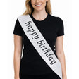 "Happy Birthday" Party Sash - White (Celebration Sash)