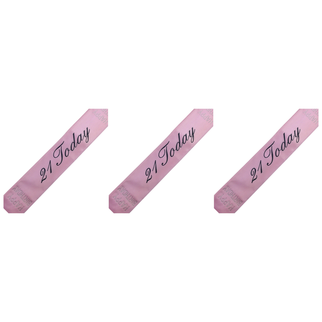 3x 21st Birthday Sash "21 Today" (Pink) Pack - Girls Night Celebration Party