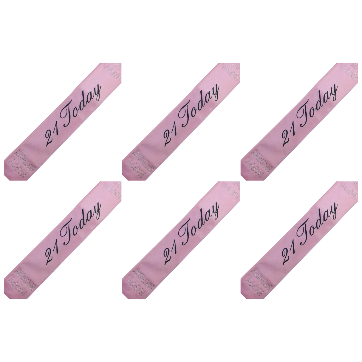 6x 21st Birthday Sash "21 Today" (Pink) Bulk Pack - Girls Night Celebration Party