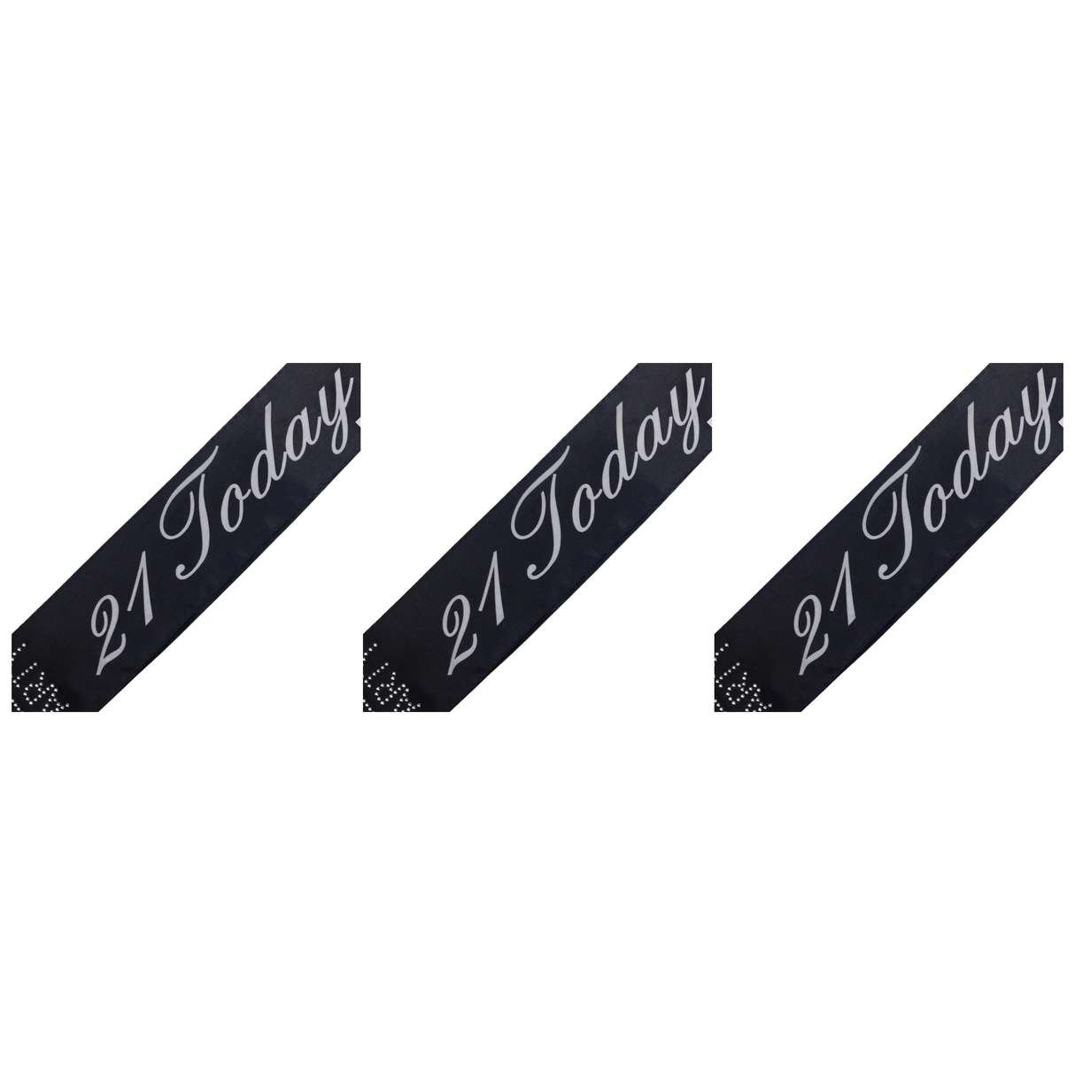 3x 21st Birthday Sash "21 Today" (Black) Pack - Girls Night Celebration Party