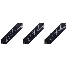 3x 21st Birthday Sash "21 Today" (Black) Pack - Girls Night Celebration Party