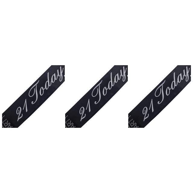3x 21st Birthday Sash "21 Today" (Black) Pack - Girls Night Celebration Party