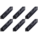 6x 21st Birthday Sash "21 Today" (Black) Bulk Pack - Girls Night Celebration Party