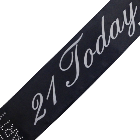 6x 21st Birthday Sash "21 Today" (Black) Bulk Pack - Girls Night Celebration Party