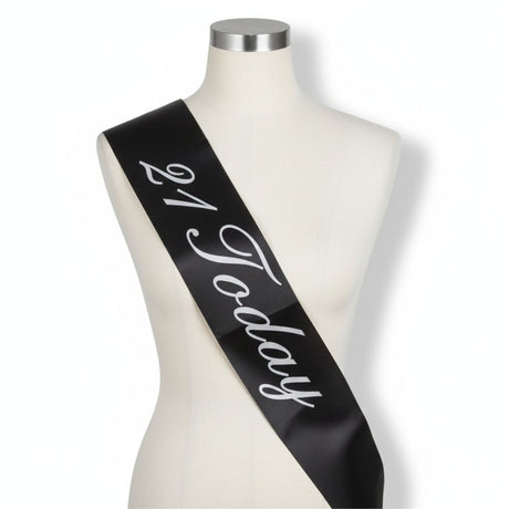 21st Birthday Sash "21 Today" (Black) - Girls Night Celebration Party
