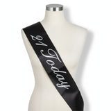 21st Birthday Sash "21 Today" (Black) - Girls Night Celebration Party